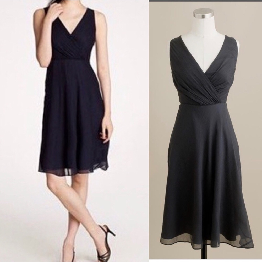 J. Crew | Chiffon Black Evie Dress Silk NWT